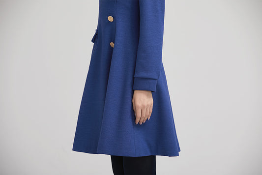 winter short wool dress with pockets and long sleeves 2238