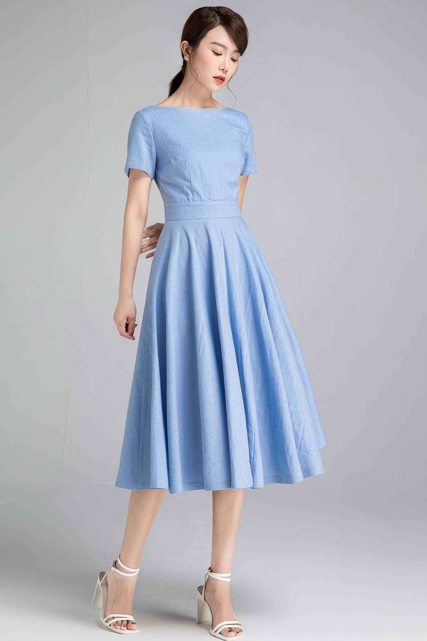 Swing fit and flare dress in Blue 2341# Xiaolizi Swing fit and flare dress in Blue 2341# Xiaolizi
