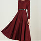 Burgundy long sleeve wool bridesmaids dress 2429