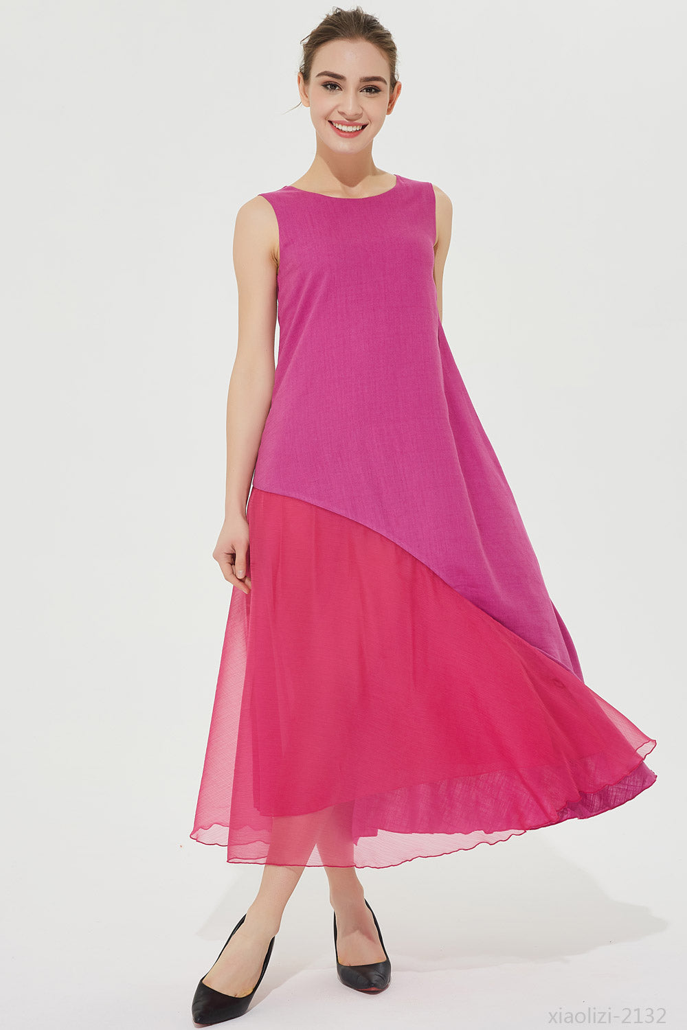 loose fitting sleeveless dress, summer linen dress 2132 Xiaolizi loose fitting sleeveless dress, summer linen dress 2132 Xiaolizi