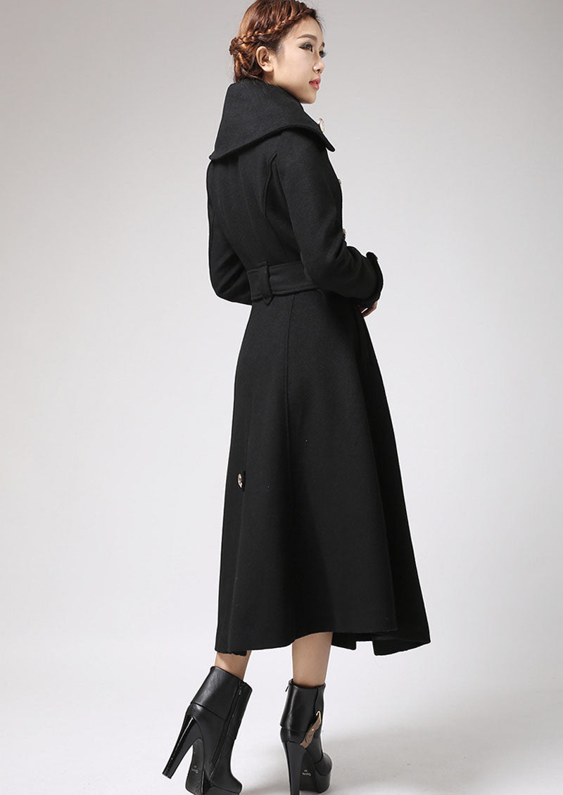 Black coat Cashmere coat Long coat Military Coat 709#