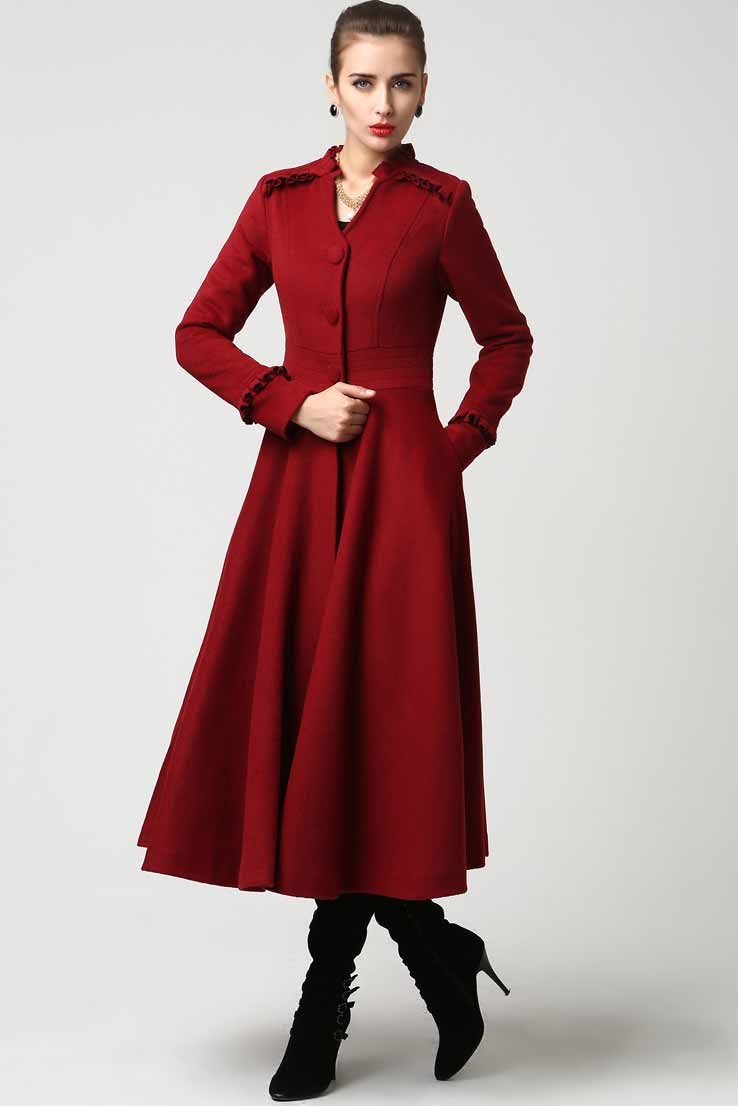 women's fit and flare dress coat Double Breasted Fit & Flare Trench Coat