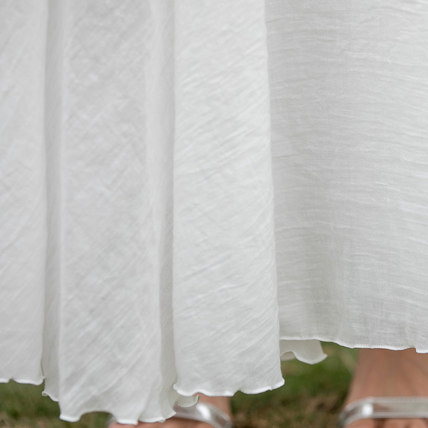 White Elastic Wasit Bohemian Maxi Skirt 271802#