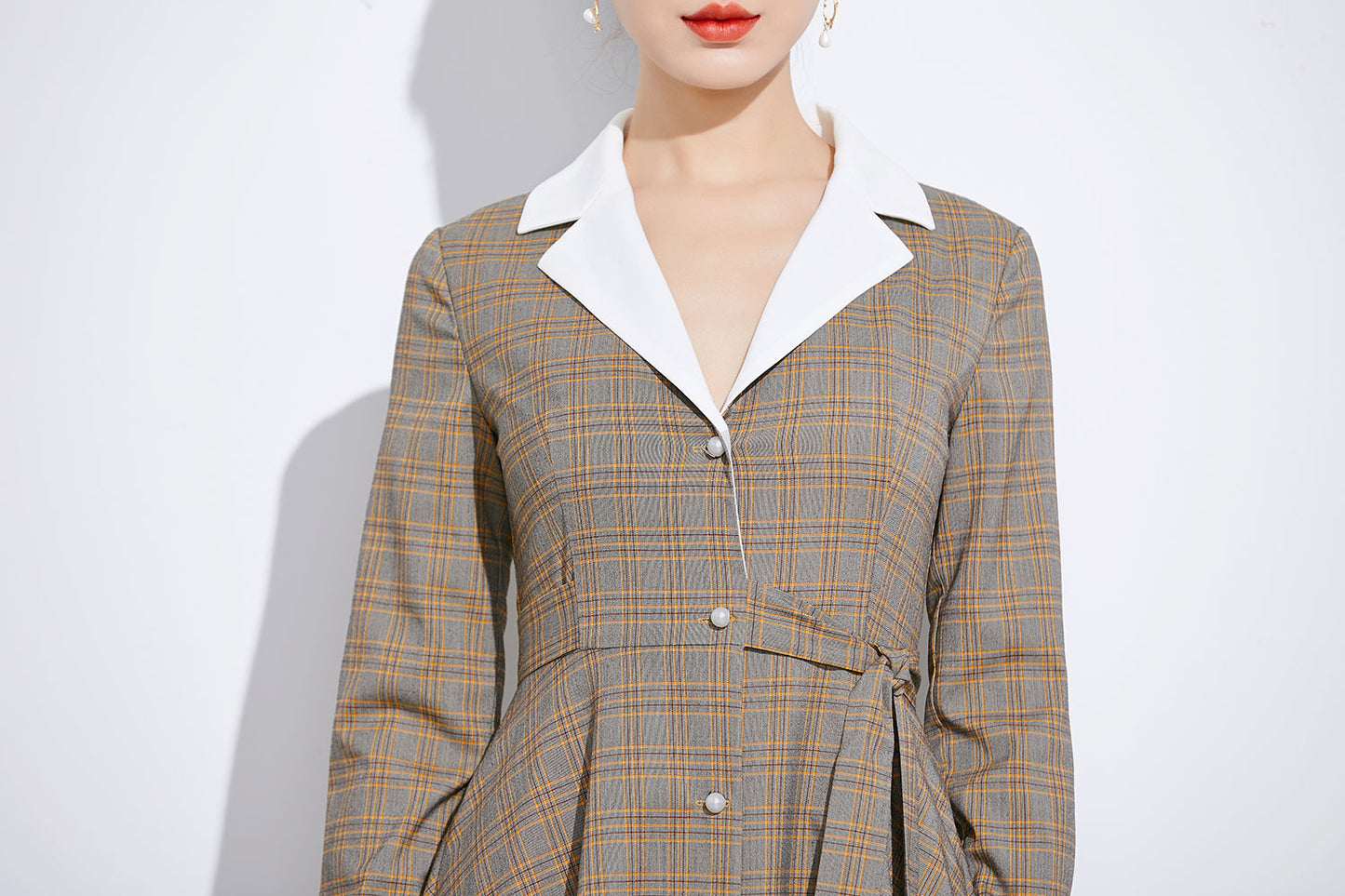 Brown Cotton Plaid Shirt Dress - Fit and Flare A-Line Silhouette 2321