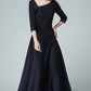 elegant party maxi dress in dark blue 1453#