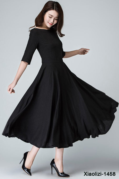 Elegant fit and flare dress, little black 1458# – XiaoLizi