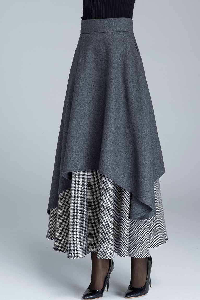 Women's Swing layered wool skirt 1625#