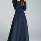 Black hooded maxi coat for winter 1839#