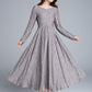 linen dress, pleated dress, women dresses, long dress 1652