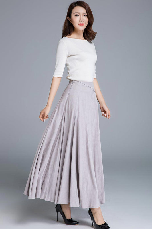 grey swing maxi skirt 1666#