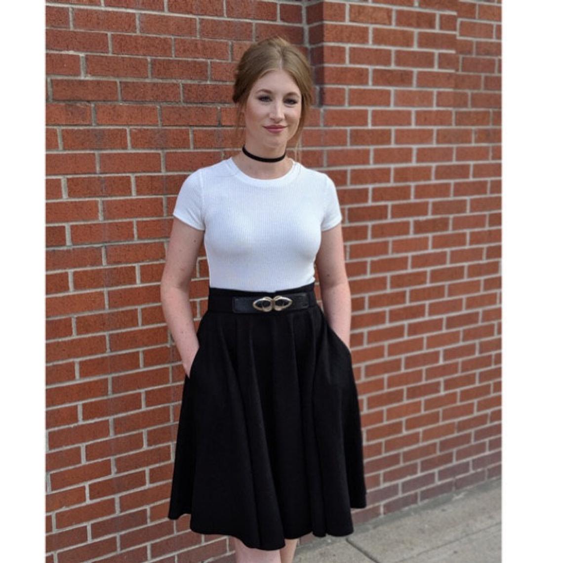 Rust Red Linen Circle Skirt – Vintage 50s High Waist Skater Skirt with Pockets 1689