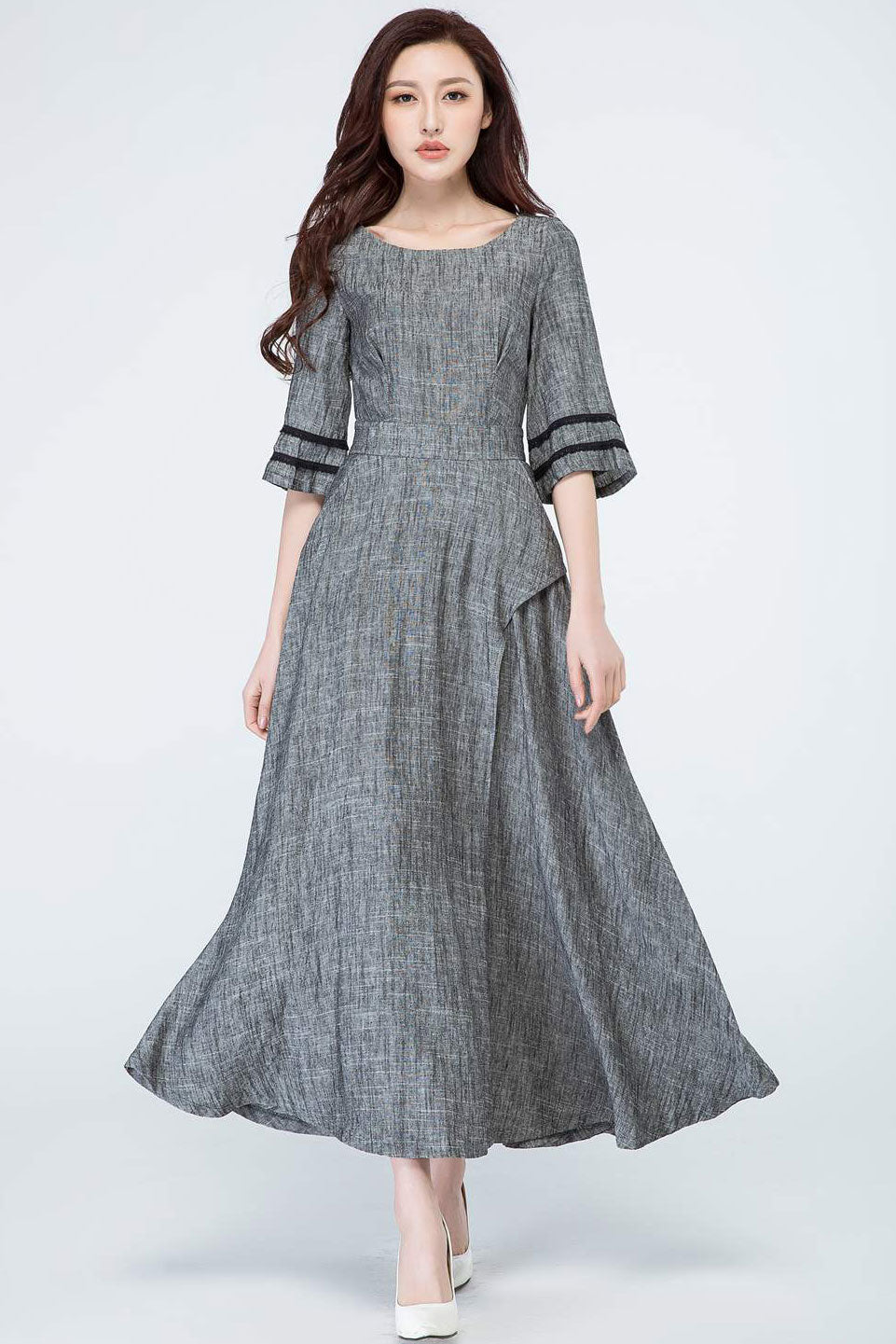 Grey dress, linen dress, maxi dress 1698 Grey dress, linen dress, maxi dress 1698