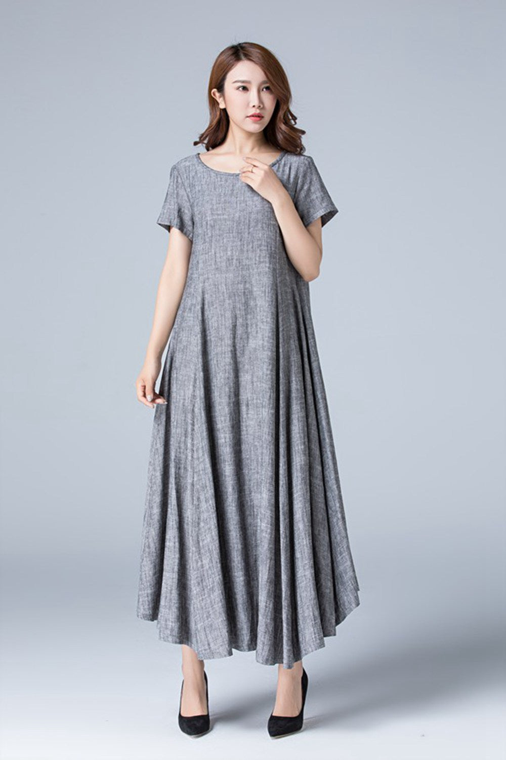 summer high waist maxi length linen dress 1776 Xiaolizi summer high waist maxi length linen dress 1776 Xiaolizi
