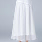 white layered maxi linen skirt 1781#