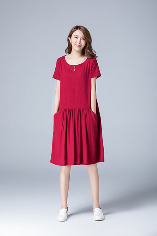 red linen dress