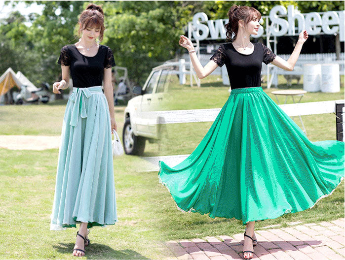 Summer Chiffon Reversible Big Swing Dance Skirt 2941