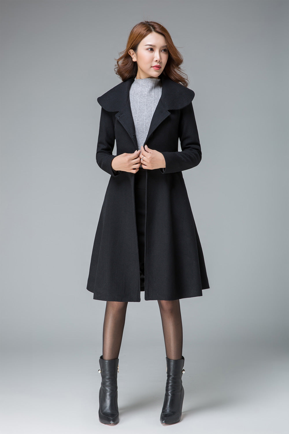 black coat , plus size coat , wool coat, lapel short coat – XiaoLizi