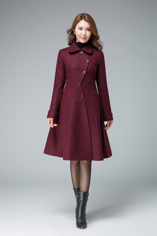 wine red coat