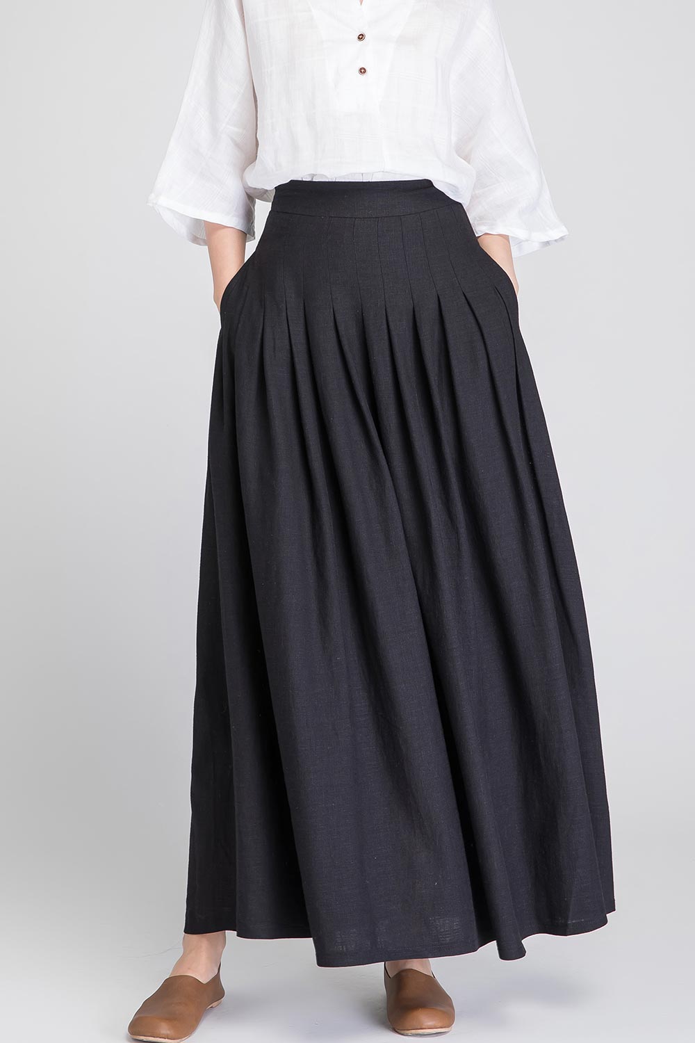 Black linen maxi skirt 1890 – XiaoLizi