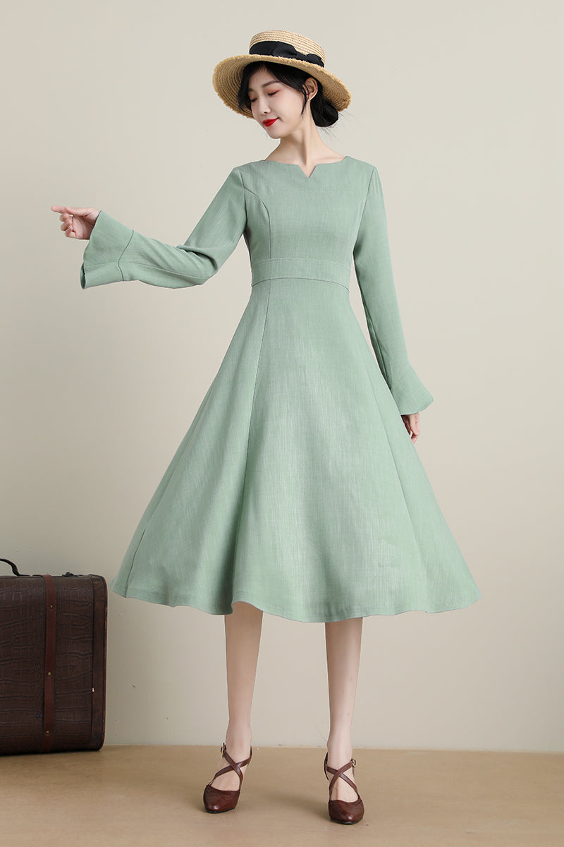 polyester swing dress Avon Swing Dress in Sage Green