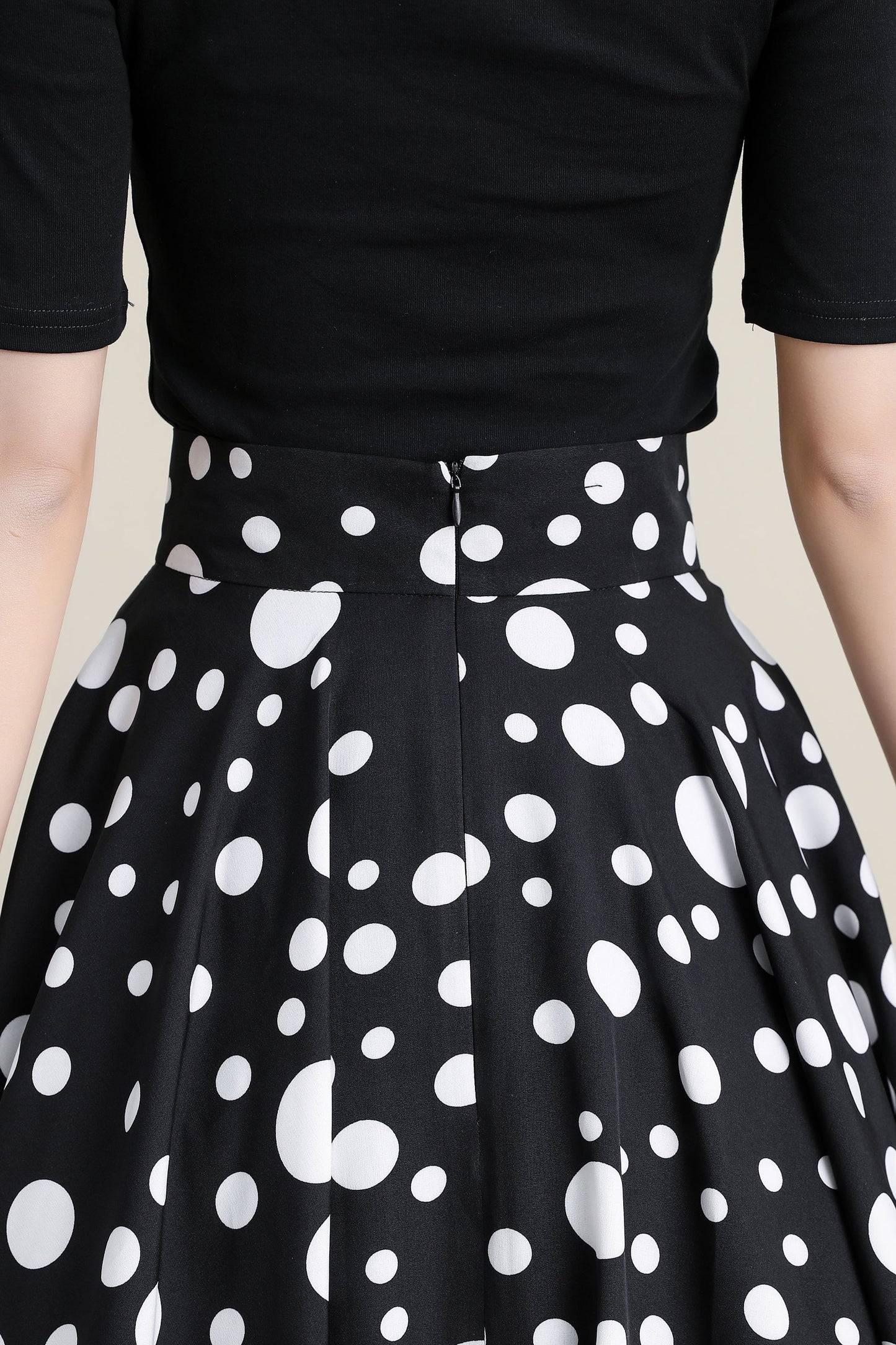 Black polka dot Circle skirt #3315