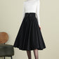 Black Midi Swing Wool Skirt 3900