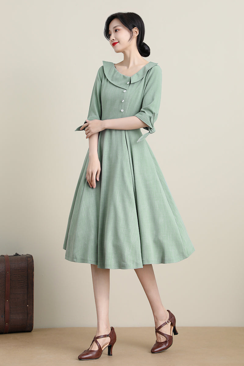 Green Swing Midi Summer Women's Circle Dress 3320,Size US02 #CK2200103