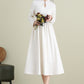 White A-Line Midi Wool Dress 3902