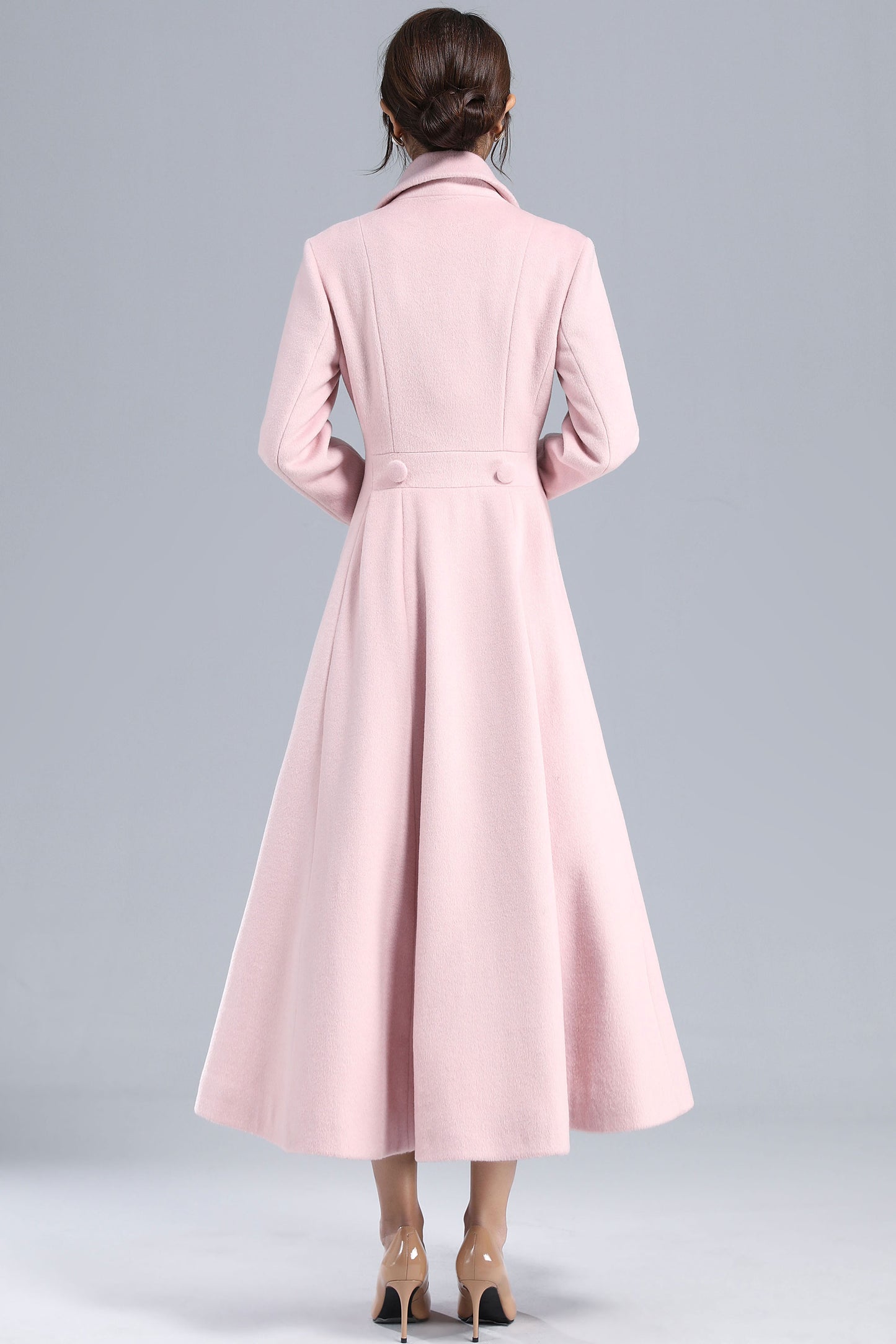 Women's Winter Double Breasted Wool Coat in Pink 3240