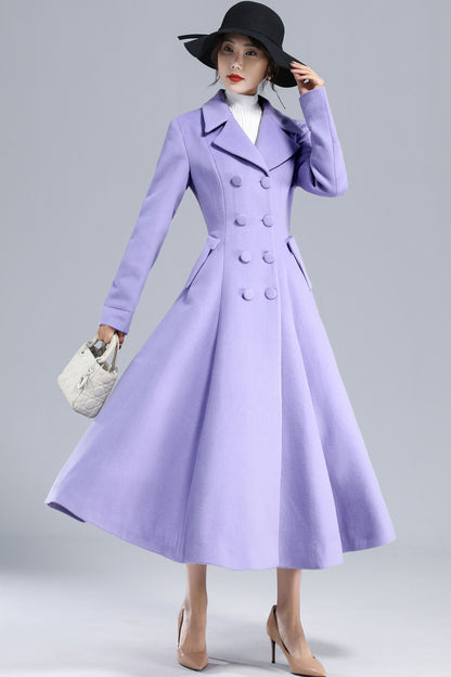 Vintage Inspired Purple Long Wool Princess Coat 3232