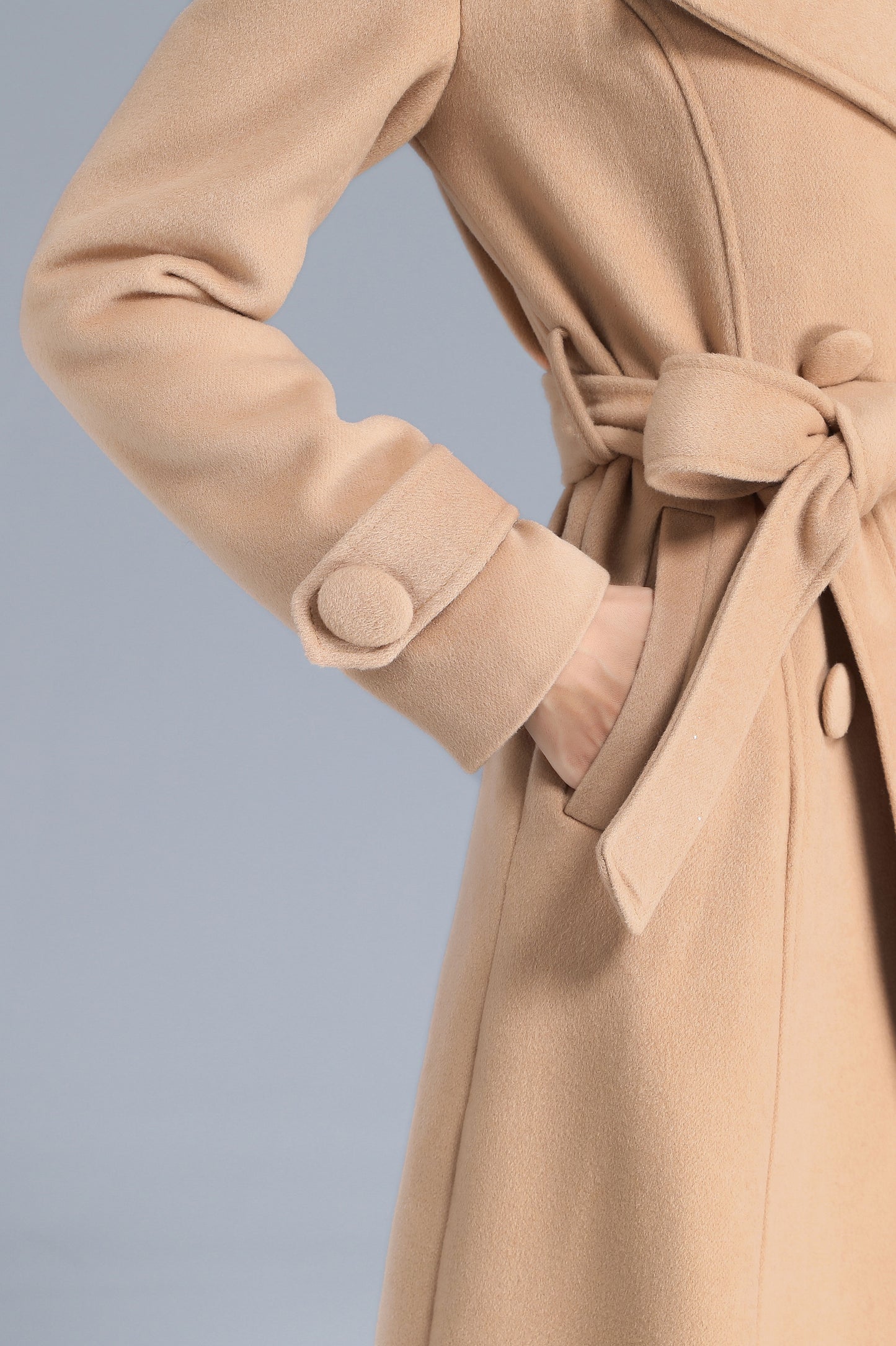 Camel Long Maxi Winter Wool Coat 3204