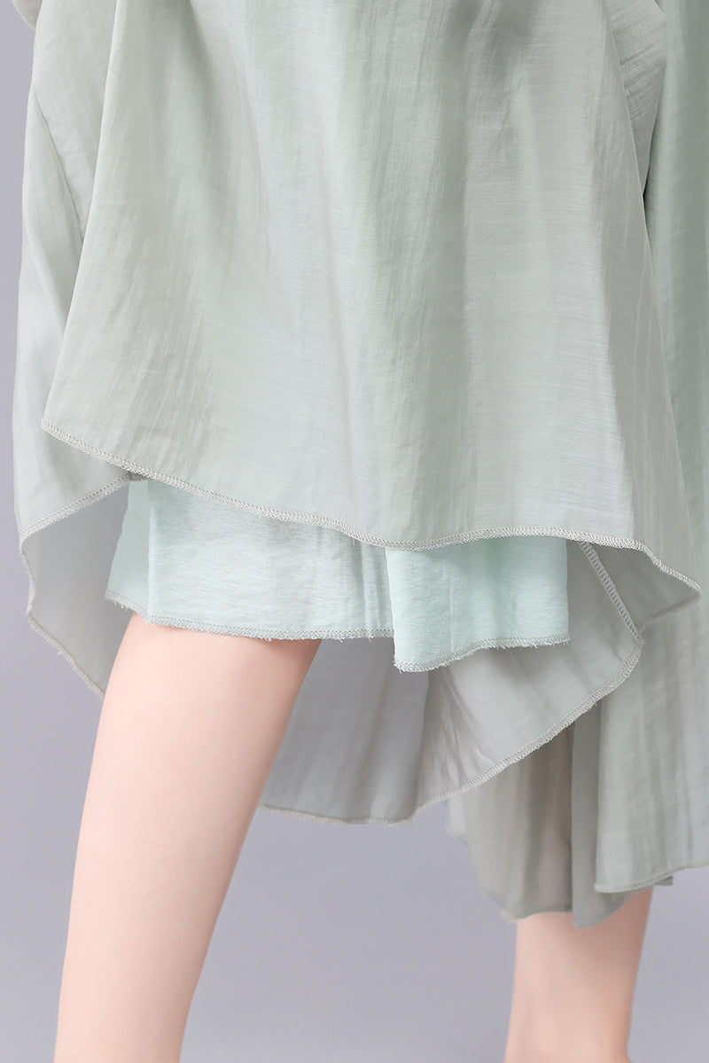 Women's Summer Palazzo Cropped Wide Leg Elastic Waist Pants 3568