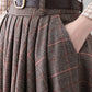 Winter Retro Plaid Midi Wool Skirt 3839