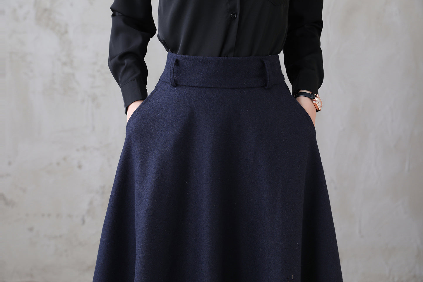 Vintage Inspired 1950s Midi Wool skirt 311801