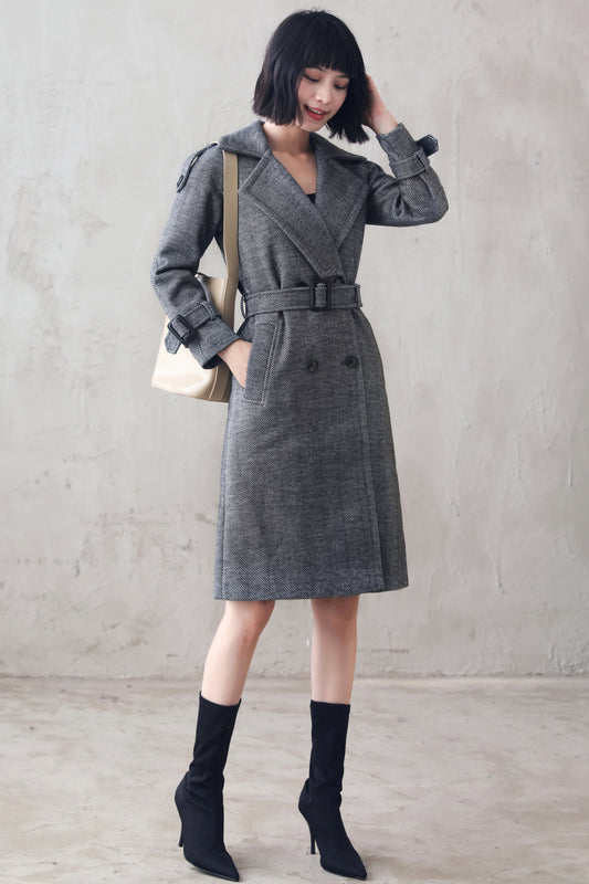 Wool coat, Tweed Herringbone Tailored Fit wool jacket 310401