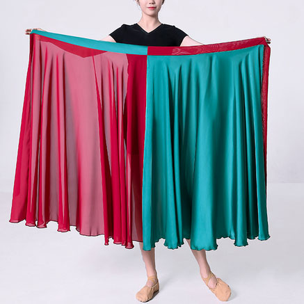 Summer Chiffon Reversible Big Swing Dance Wrap Skirt 2933