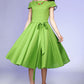 cold shoulder green Prom dress linen dress 0541#