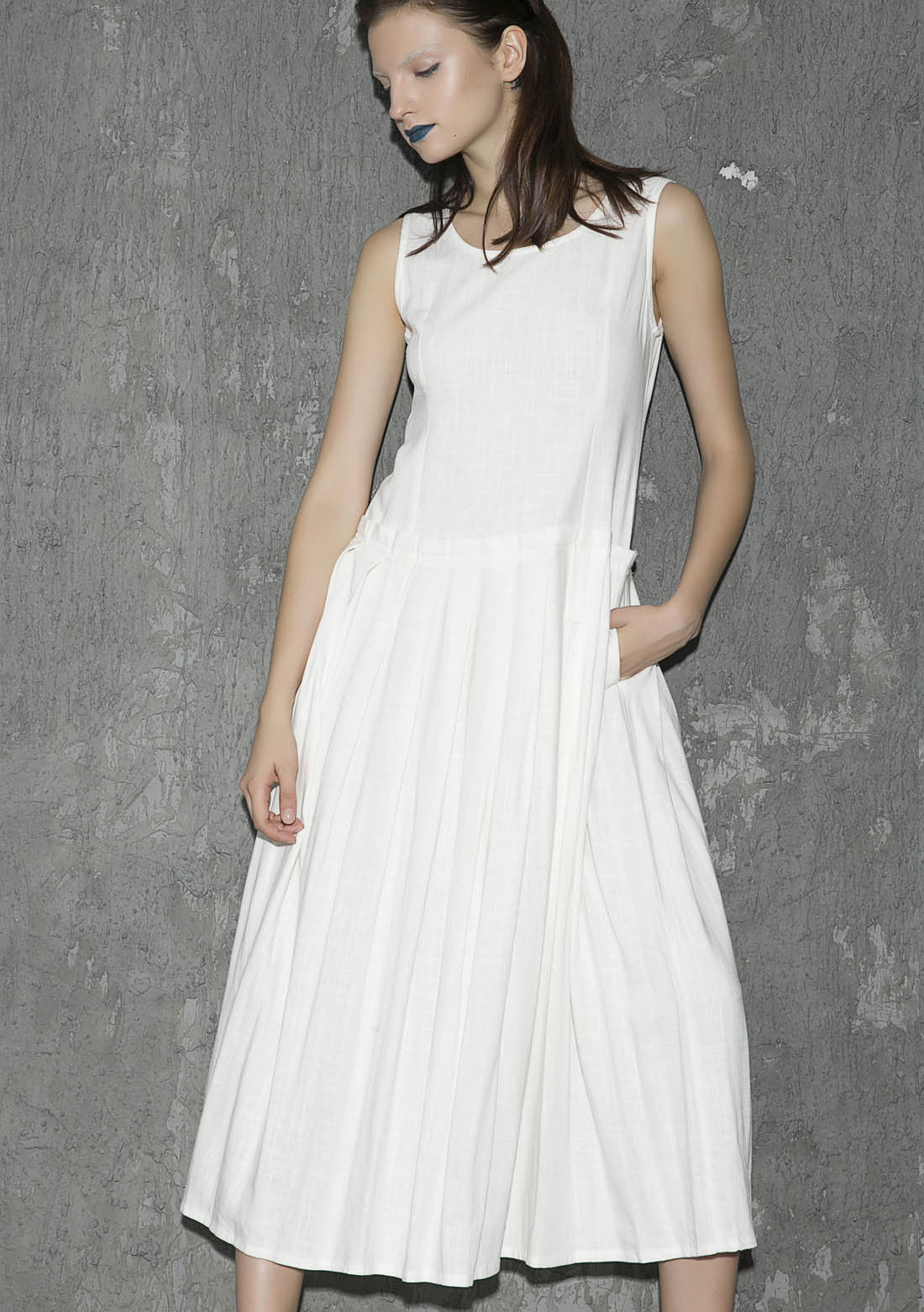 White linen dress maxi dress women dress long prom dress(1308) Xiaolizi White linen dress maxi dress women dress long prom dress(1308) Xiaolizi