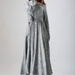 woman's gray dress long linen dress maxi spring dress (790)