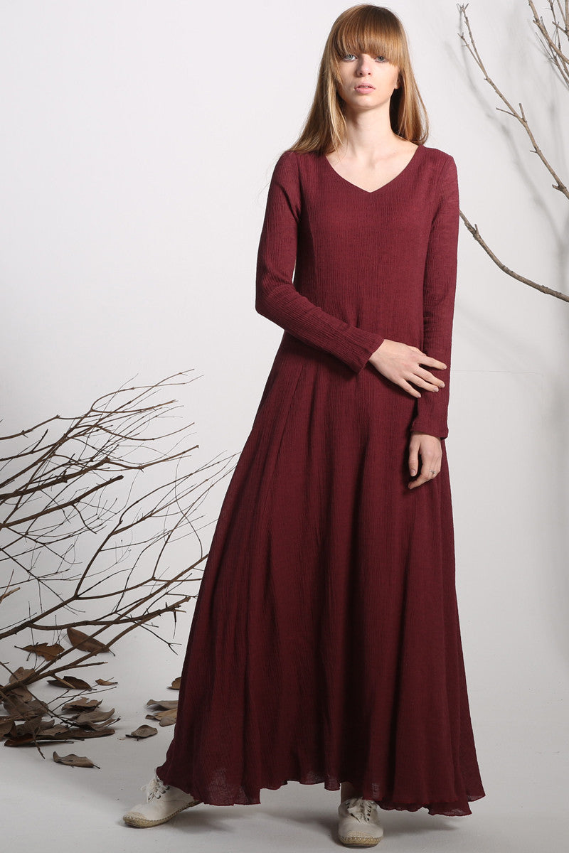 Maxi dress linen dress red long dress women dress 1138 Xiaolizi Maxi dress linen dress red long dress women dress 1138 Xiaolizi