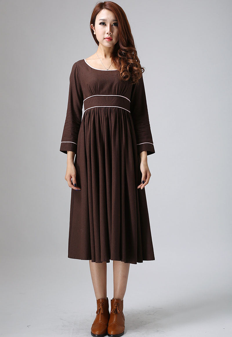 Brown dress maxi linen dress woman long dress custom made casual dress Brown dress maxi linen dress woman long dress custom made casual dress