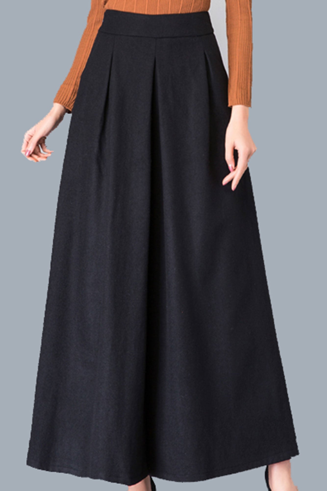 Thick Winter Wide leg wool Pants 3135