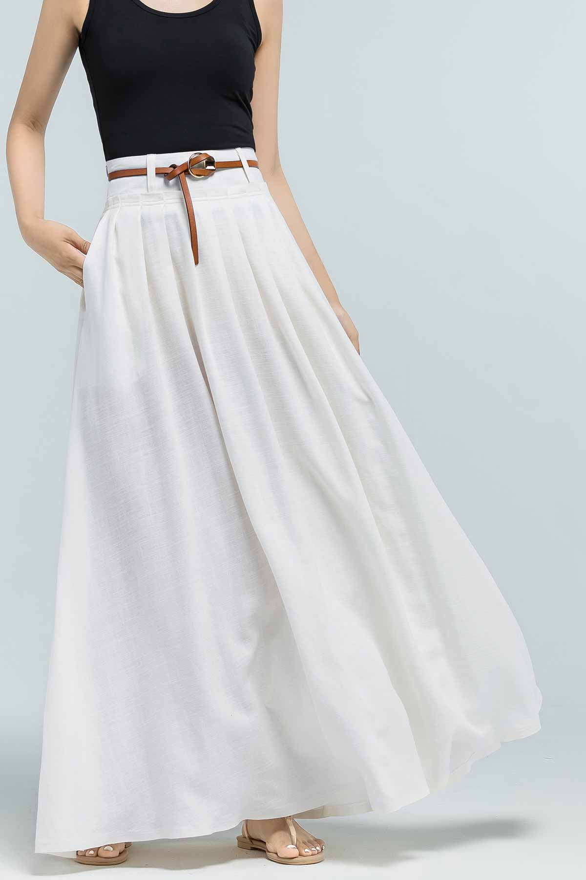 white linen skirts and dresses Tearose Linen Blend Maxi Skirt | White | Womens