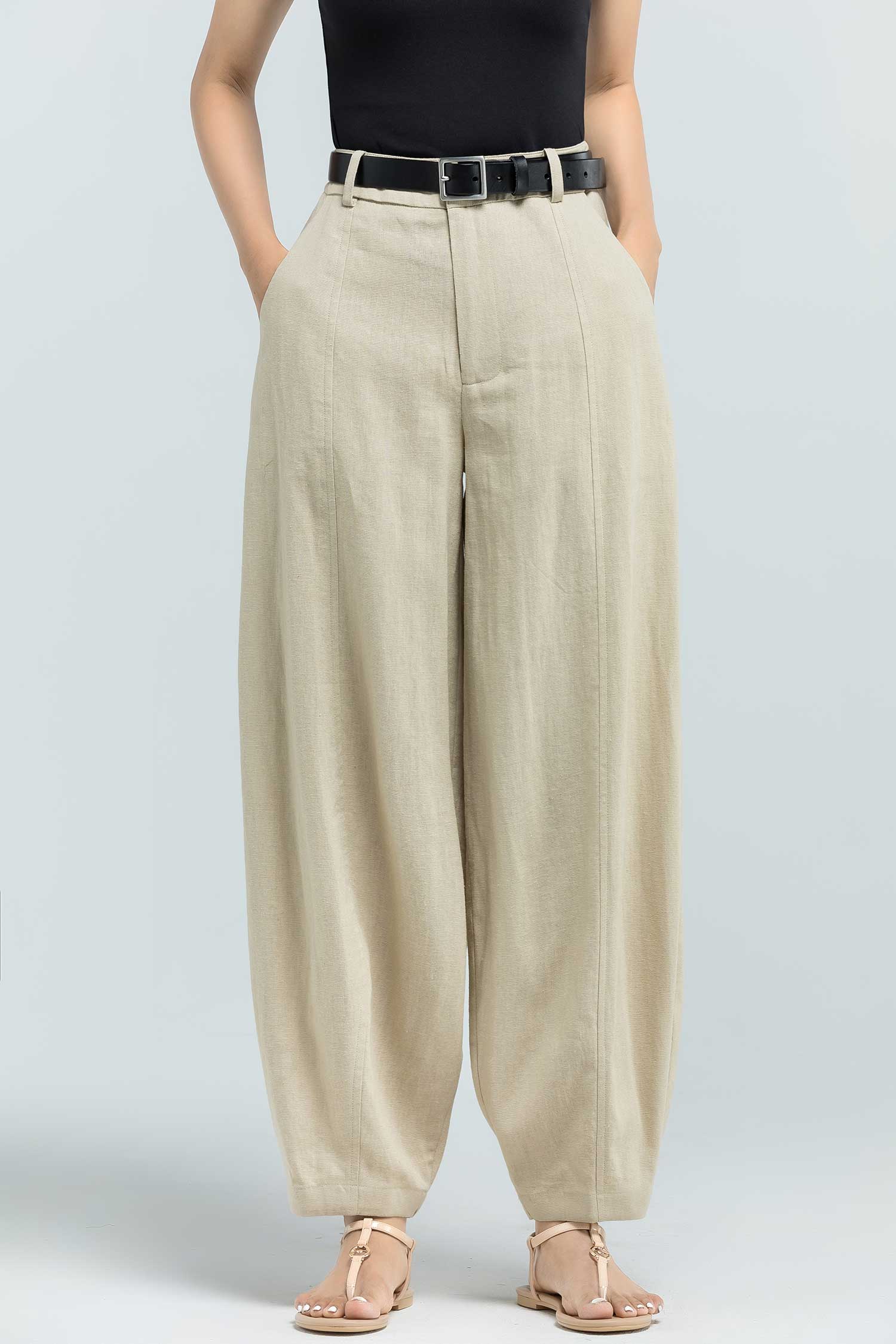 Linen pants women, high waisted pants, wide leg pants XS-US2 2380