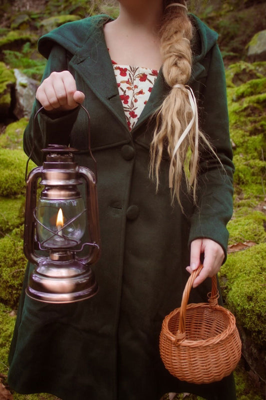 Green Hooded wool Coat 3186