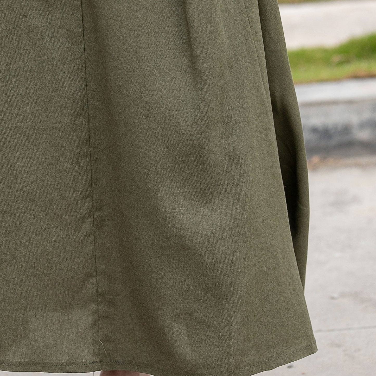 Olive Green Linen Cotton Skirt – Handmade A-Line Maxi Skirt for Women | Xiaolizi 2597