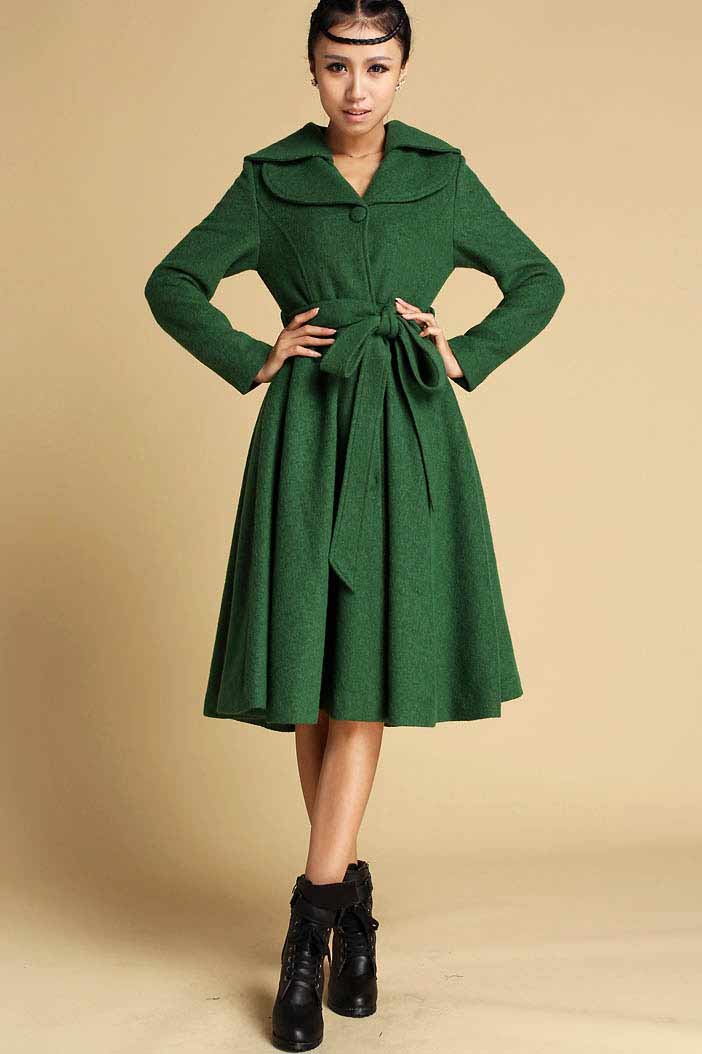 Wool Coat Dress Vintage Fit and Flare Winter Overcoat Xiaolizi Wool Coat Dress Vintage Fit and Flare Winter Overcoat Xiaolizi