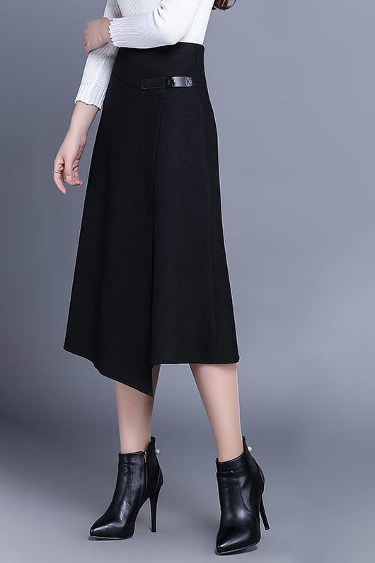 Irregular a-line skirt with high waist S003