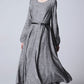 Maxi linen dress gray dress women long dress (1167)