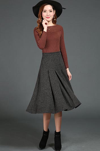 Texture pleated a line women's winter skirt S019
